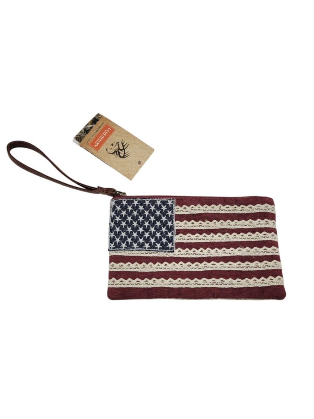 Legendary Whitetails Americana Wristlet Red Rock American Flag Lace NWT USA 8x5